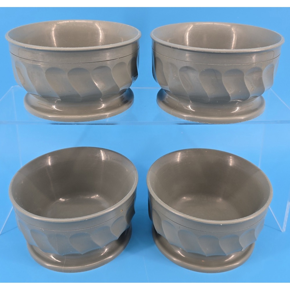 Set of‎ 4 Dinex Turnbury Bowls Sage Swirl #3300 USA Insulated 9 oz Pedestal